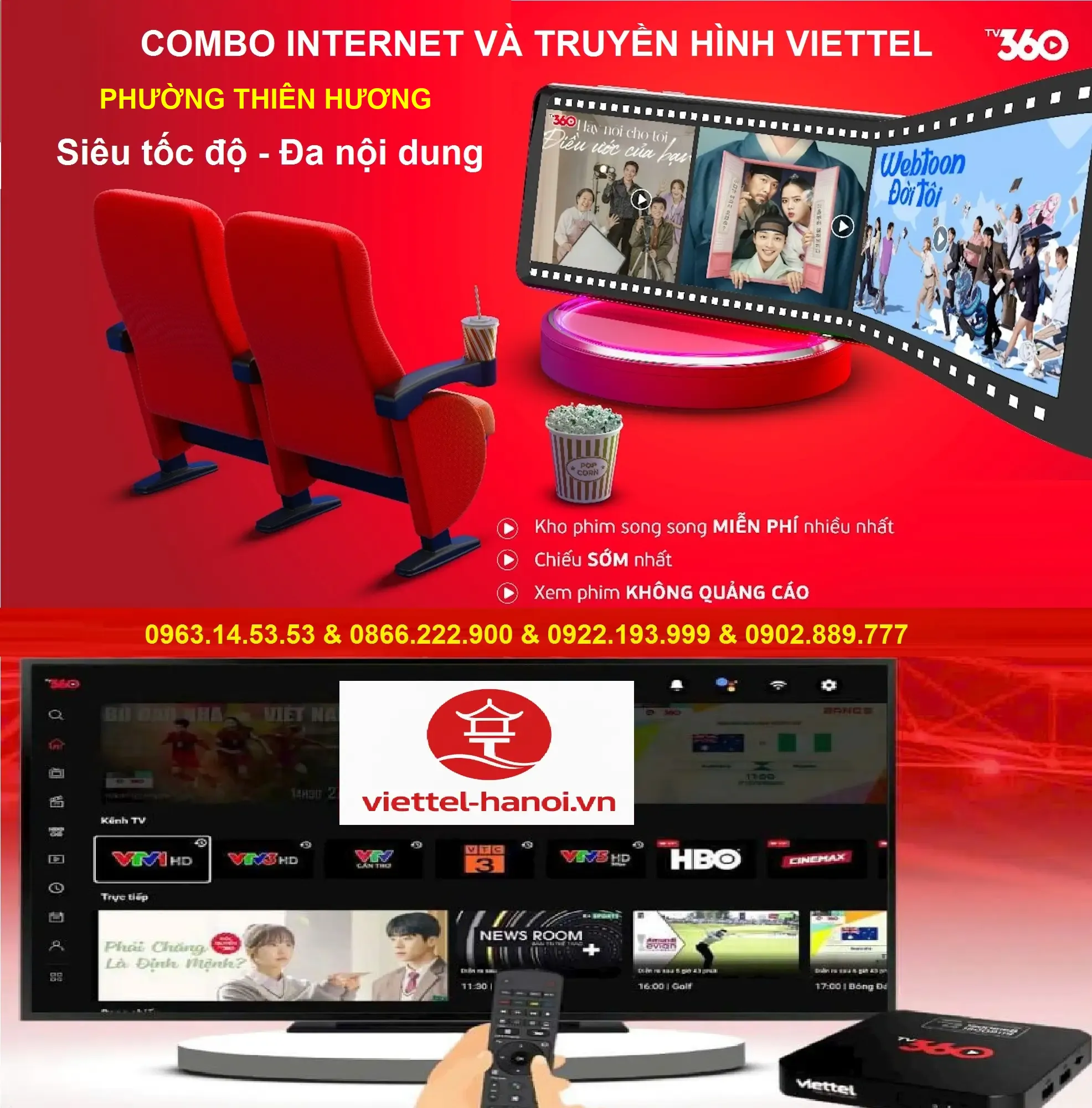 Combo Internet và truyền hình Viettel Phường Thiên Hương
